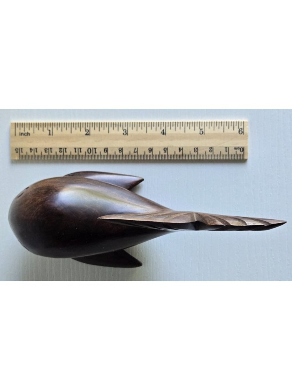 Wooden Whale Figurine Hand Carved Wood Ocean Nautical Sculpture - Picture 7 of 8